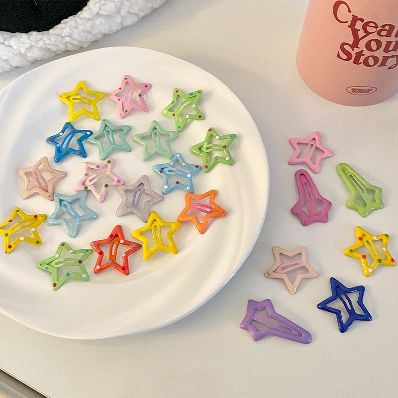 Set 10 Kẹp Tóc Hình Ngôi Sao / Trái Tim Dễ Thương