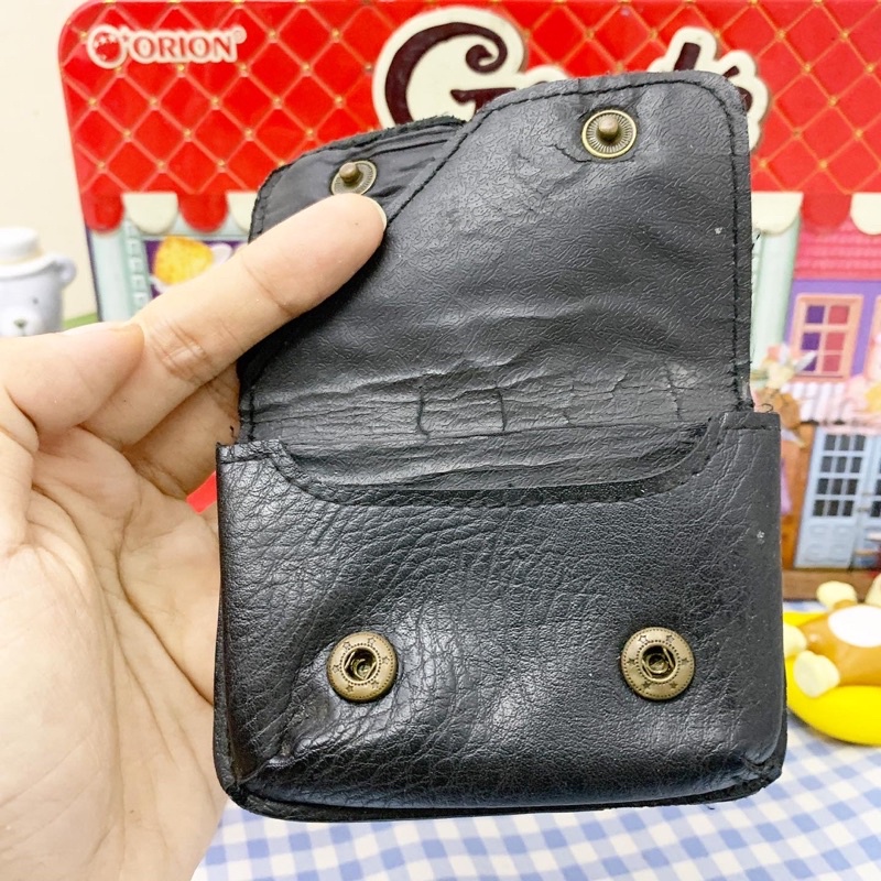 Ví da thật màu đen 2 ngăn