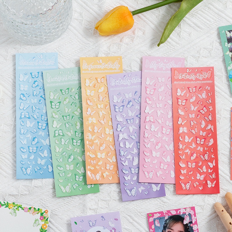 Miếng Dán Trang Trí Hình Bướm Màu Laser DIY