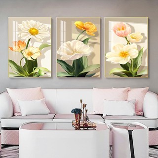 Tranh treo tường tranh trang trí hoa trắng hoa poppy tặng kèm đinh 3 chân THD328