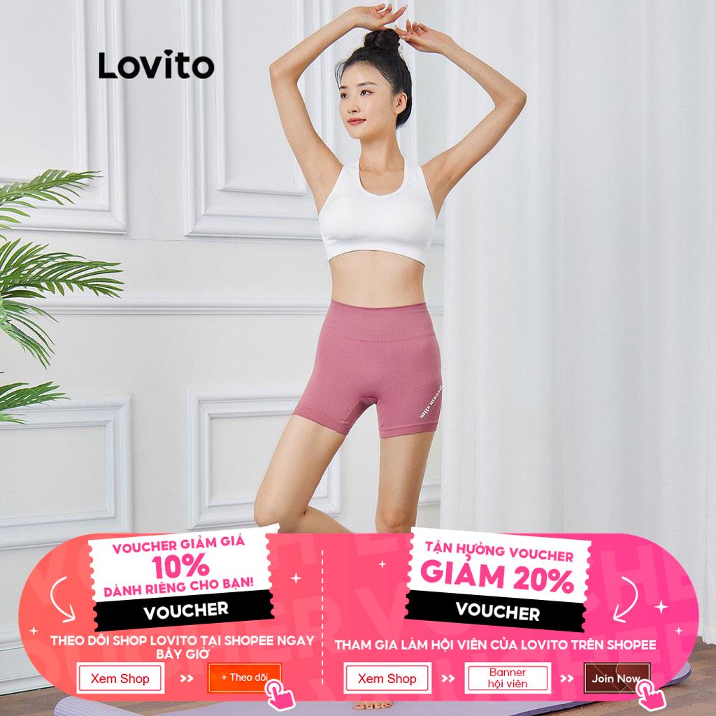 Quần đùi Lovito lưng cao phối hoạt hình phong cách thể thao L15X230 (Màu hồng)