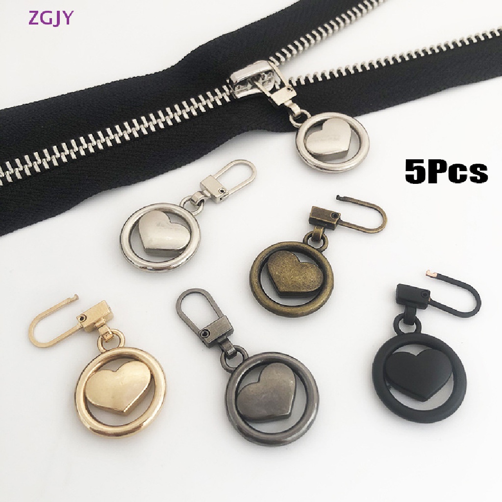 Set 5 Khóa Kéo Kim Loại Hình Trái Tim Có Thể Tháo Rời Thay Thế Cho Dây Kéo Vali Mới
