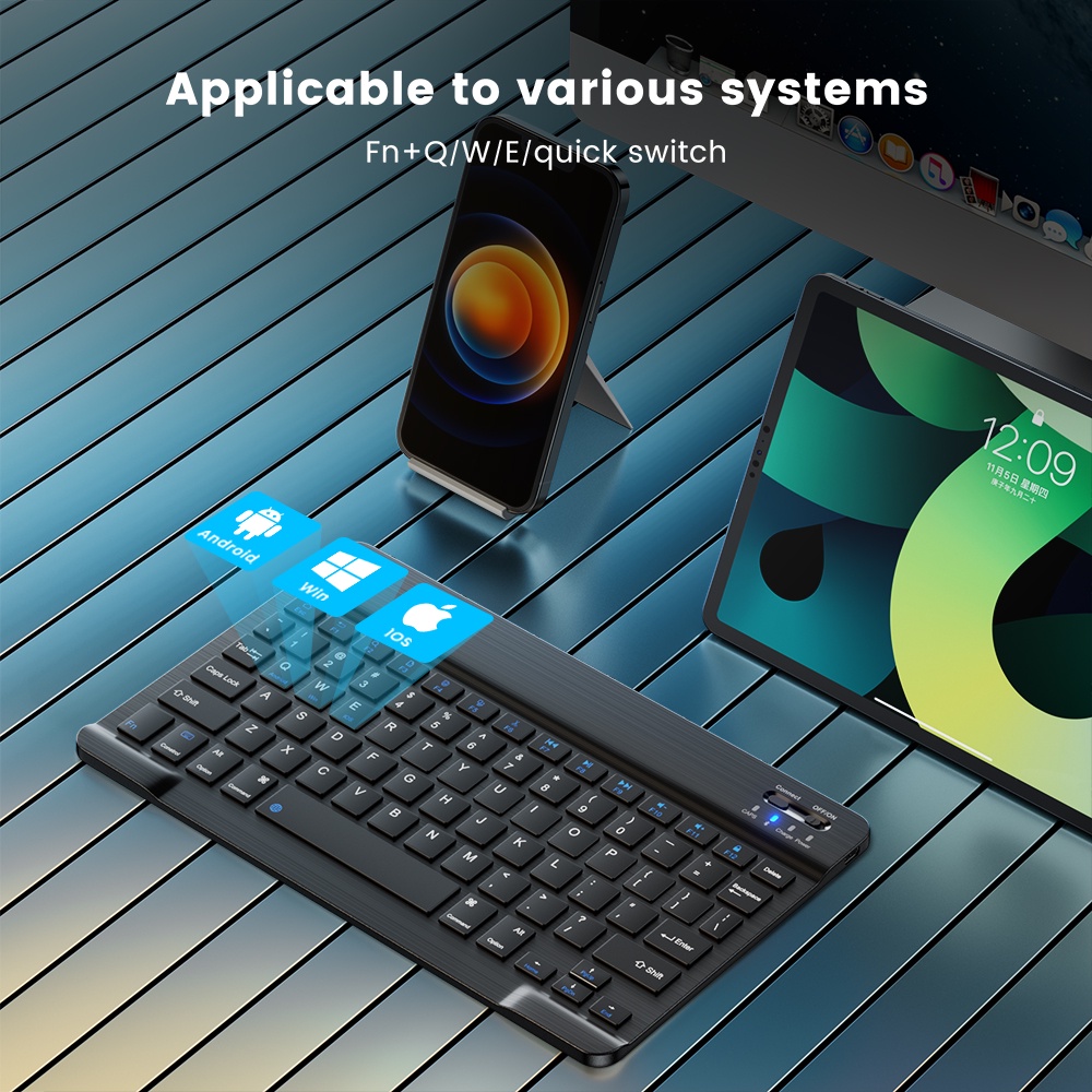Bàn phím không dây Bluetooth Kit Bàn phím im lặng có thể sạc lại cho iPad iphone Tablet TV Windows