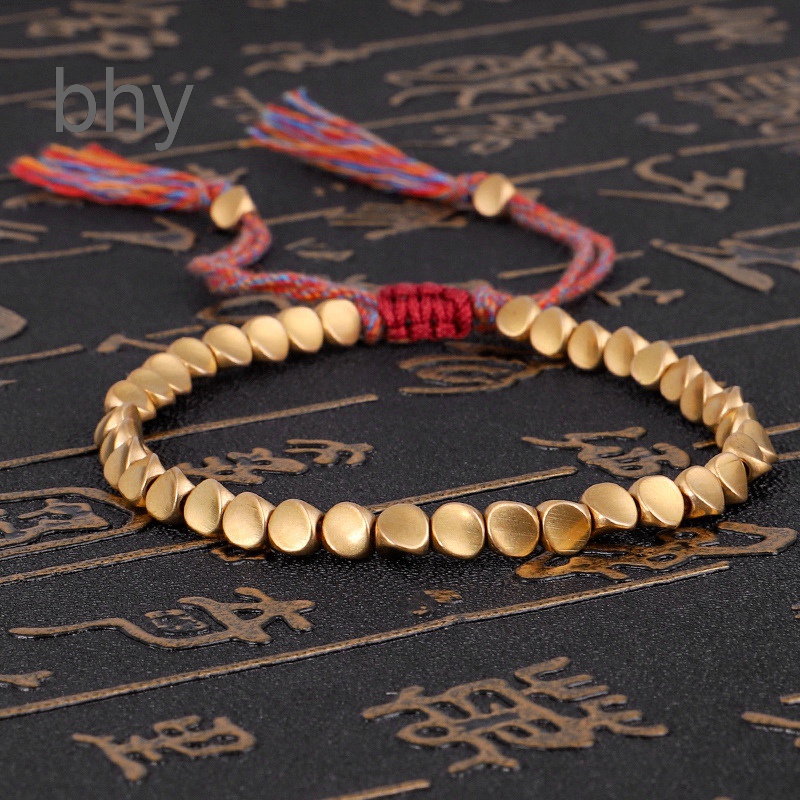 Vòng Đeo Tay Chuỗi Hạt May Mắn Bằng Đồng Phong Cách Phật Giáo Tây Tạng