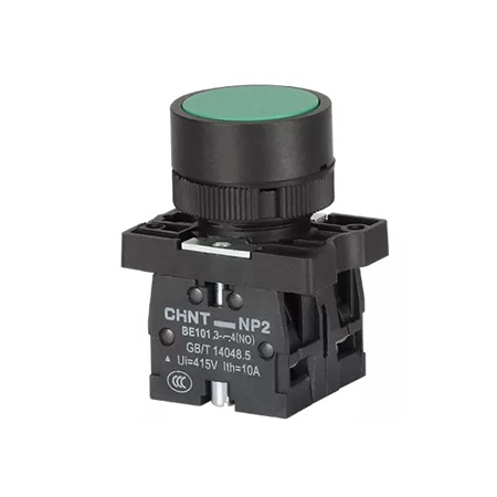 Nút nhấn Chint NP2-EA35|Loại viền nhựa không đèn màu xanh Ø22|1NO