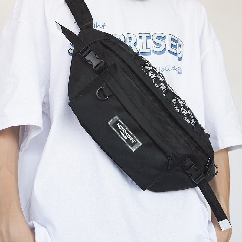 Túi Đeo Chéo Họa Tiết Caro Phong Cách Harajuku Nhật Bản Mới Cho Nam Nữ