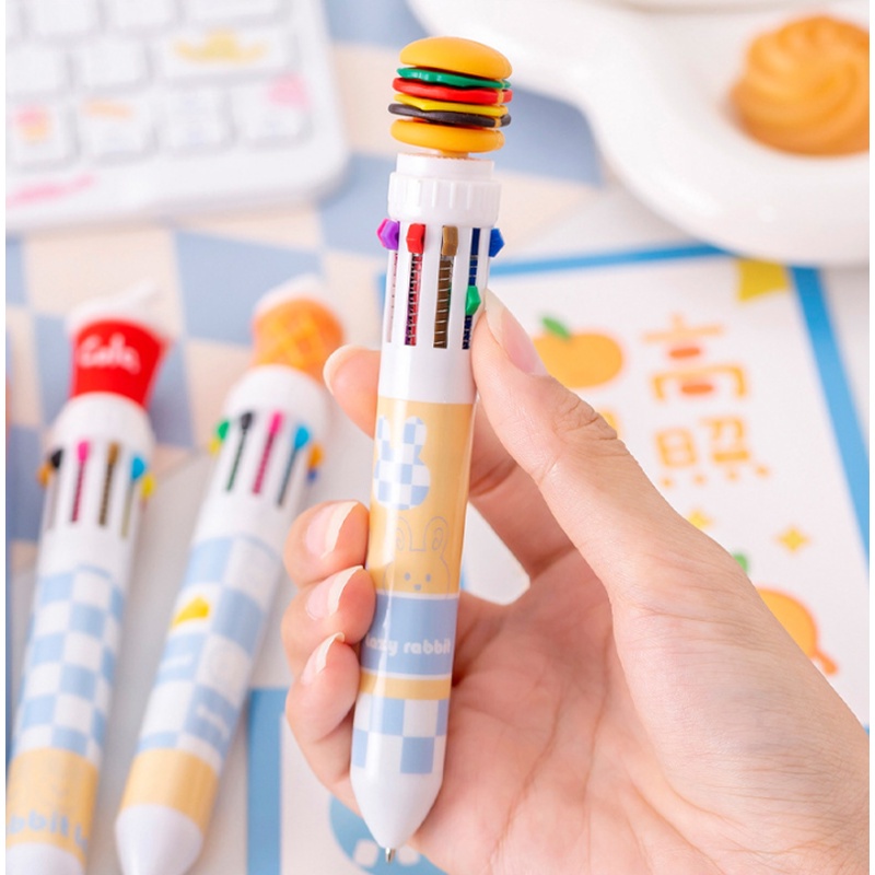 Bút Bi 10 Màu Hình Thức Ăn Nhanh Hoạt Hình Xinh Xắn