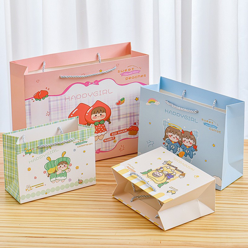 Túi Đựng Quà Sinh Nhật / Trà Sữa / Bánh Mì Kiếng Trung Suốt Hình Hoạt Hình Dễ Thương