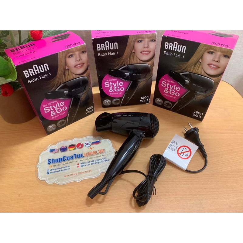 MÁY SẤY TÓC MINI BRAUN  💁‍♀️ MÁY SẤY TÓC DU LỊCH BRAUN SATIN HAIR 1 - Style&Go Dryer.