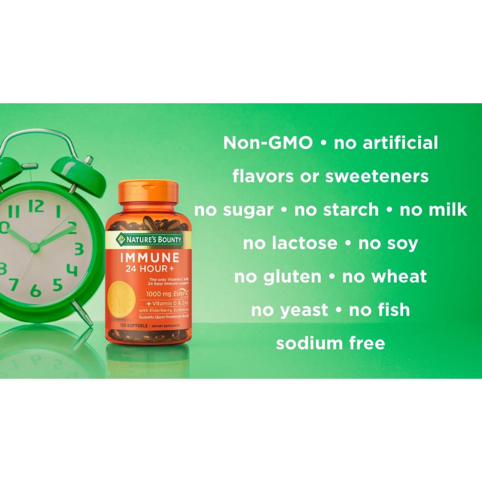Viên uống hỗ trợ miễn dịch Nature's Bounty Immune 24 Hour+, 120 viên