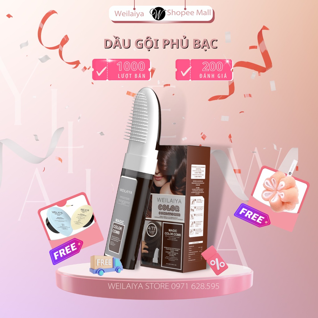 Dầu gội phủ bạc Weilaiya, 3 màu sắc thời trang, 100ml