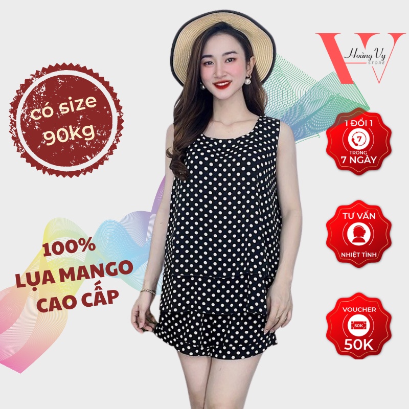 Set Đồ Bộ Ở Nhà Cao Cấp - Lụa Mango Không Nhăn - Trẻ Trung Thoải Mái- Chấm Bi