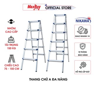 Thang nhôm chữ A gấp gọn NIKAWA NKD 3, 4, 5, 6 bậc chiều cao 1-1,5 m, nhập khẩu Nhật Bản, bảo hành 18 tháng