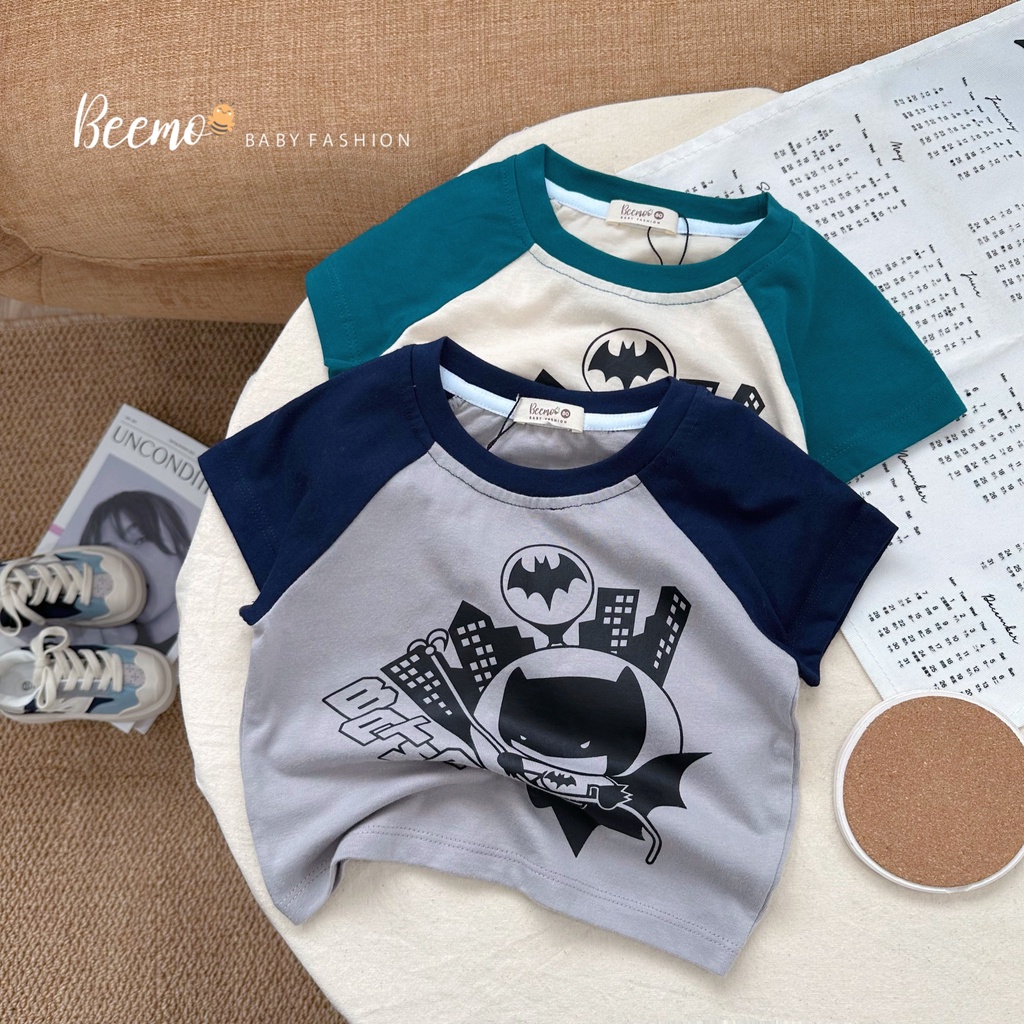 Áo phông cộc tay Beemo in hình Batman dễ thương chất liệu cotton mặc đi học, đi chơi cho bé từ 1 - 7 tuổi 22066A2