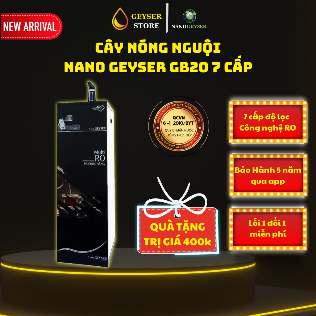 Máy lọc nước nóng nguội Nano Geyser GB20 ,công nghệ RO, bổ sung hoạt tính ion kiềm trong nước