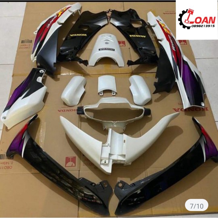 Dàn áo,vo nhựa ABS nguyên sinh xe Wave ZX màu trắng kèm tem hàng HQT _ SHOP PHỤ TÙNG HONDA