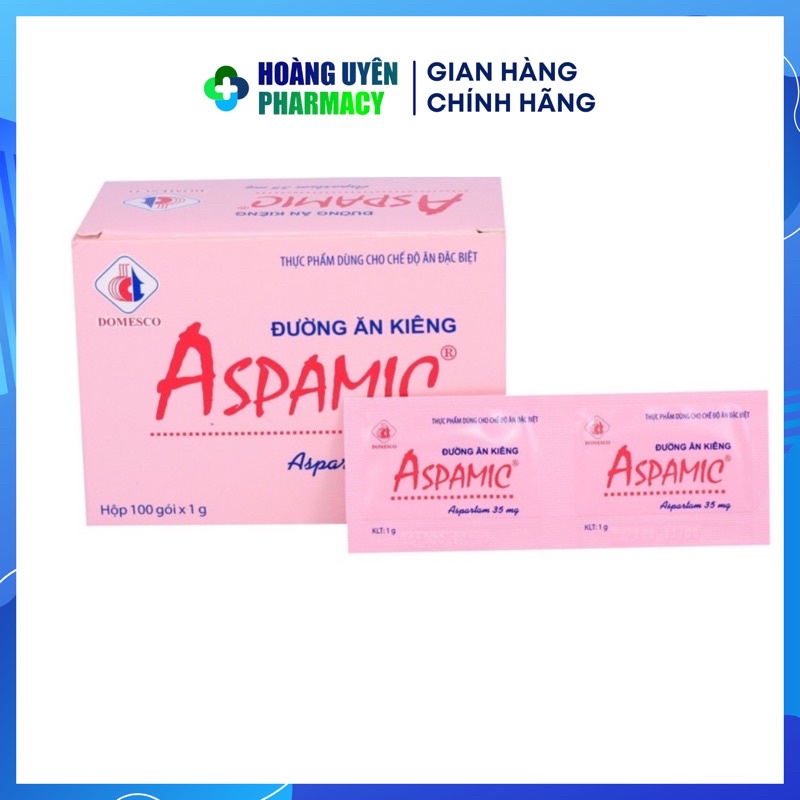 Đường ăn kiêng Aspamic Domesco - Hộp 100 gói