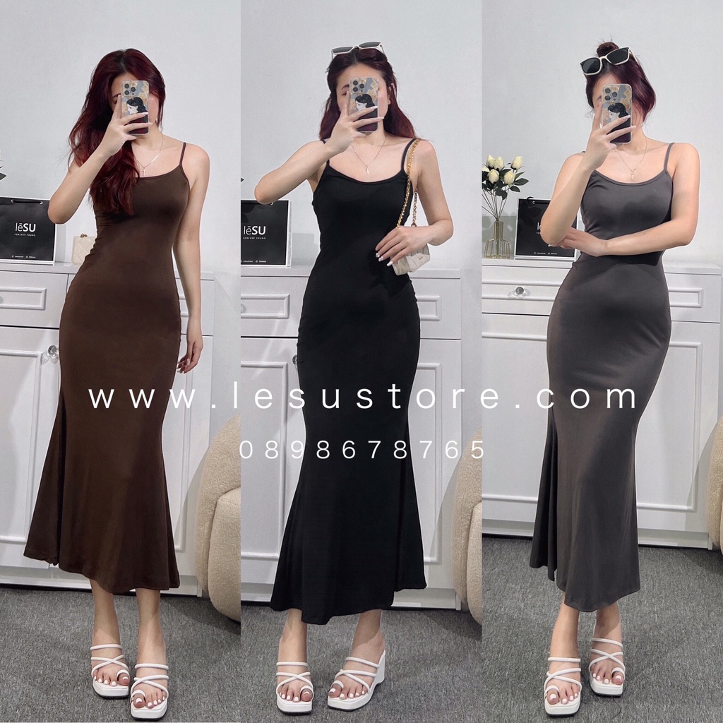 ẢNH TỰ CHỤP Đầm thun 2D maxi body đuôi cá