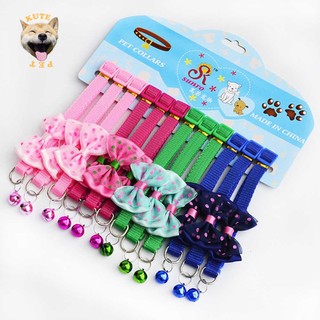 Vòng cổ chó mèo gắn nơ có chuông 2 lớp
