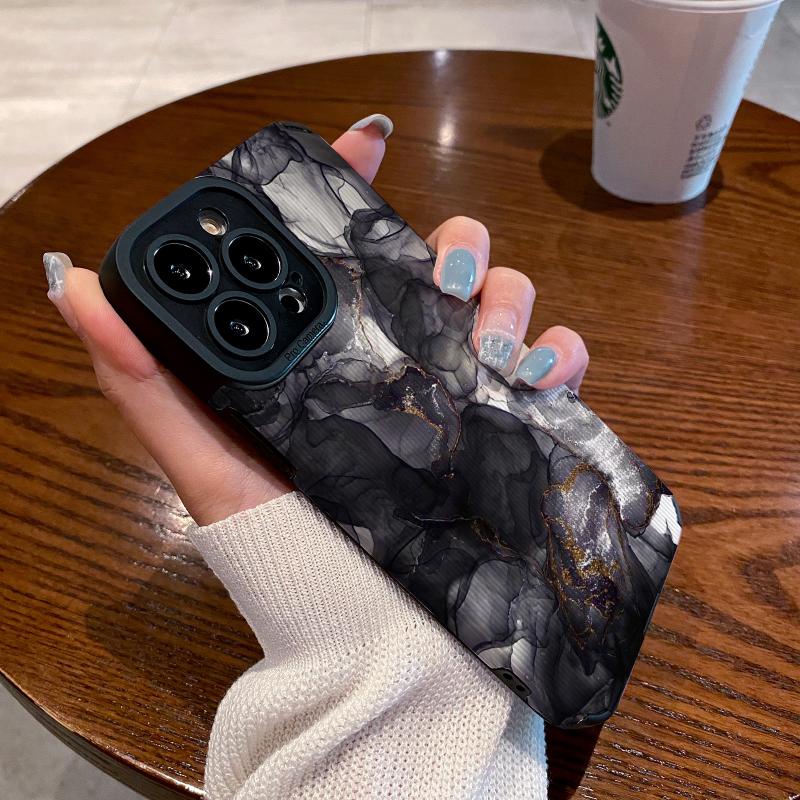 Ốp Điện Thoại Họa Tiết Đá Hoa Cương Trắng Đen Cho Iphone 11 / 12 / 13 / 14pro XR 14 6 6s 8 7 Plus X XS Max SE2