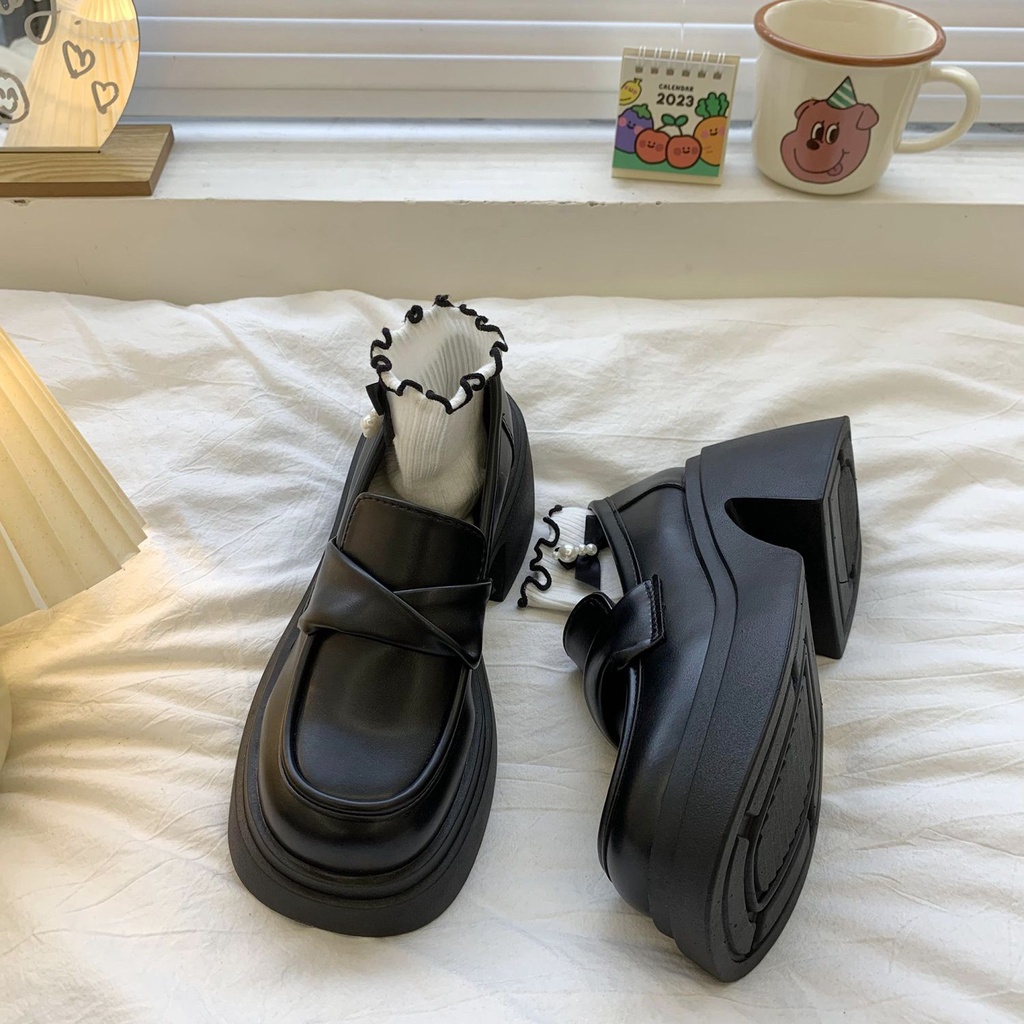 Giày Da Đế Độn Thời Trang Xinh Xắn Dành Cho Nữ