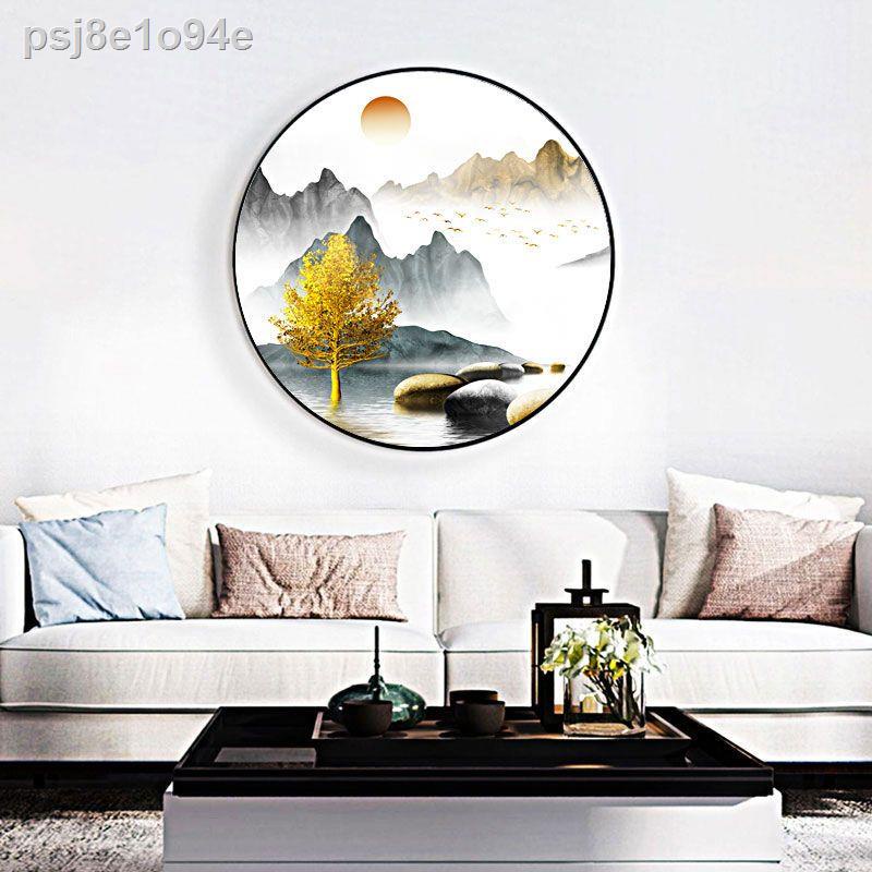 Tranh trang trí hình tròn kiểu Trung Quốc mới nghiên cứu tranh treo tường phòng khách Phong thủy may mắn treo tranh hiên