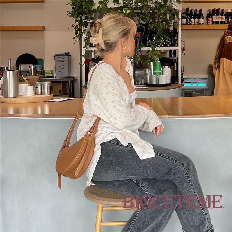 Áo Cardigan Dệt Kim Y2K Tay Dài Có Nút In Hoa Dễ Thương Cho Nữ