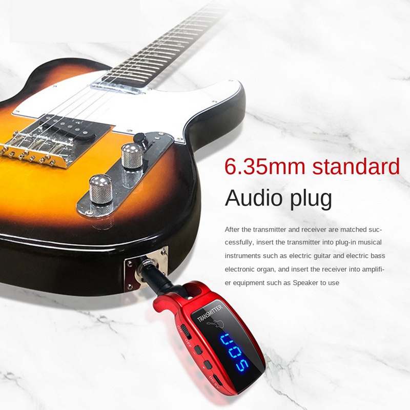 Thiết Bị Truyền Nhận Tín Hiệu Đàn Guitar Điện Không Dây Cổng Sạc USB Màn Hình LED UHF