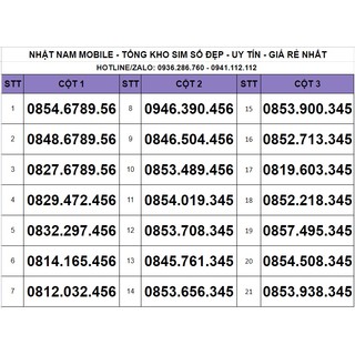 Sim số đẹp Vinaphone, sim Vina số đẹp, sảnh tiến, sim trả trước nguyên kit.
