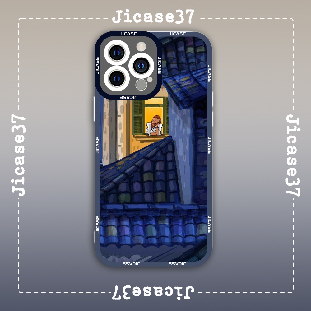 Ốp lưng iphone cạnh vuông Jicase JMcase Tranh Sơn Dầu Hoạ Sĩ Van Gogh x/xs/11/12/pro/max/plus/promax