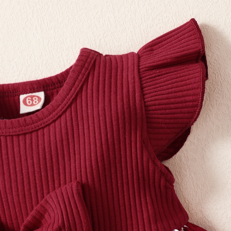 Đầm Đỏ In Hoa Tay Bay Kèm Băng Đô Cài Tóc Xinh Xắn Cho Bé Gái