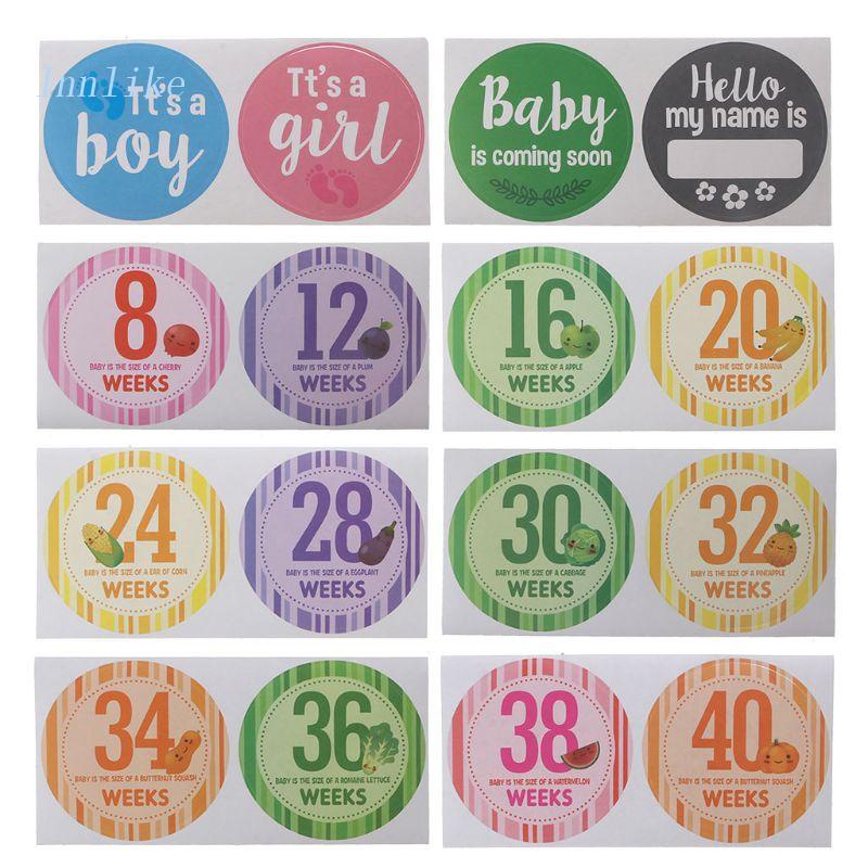 INN 16 Pcs/Set Pregnancy Milestone Stickers Women Photography Weekly Belly Clothing