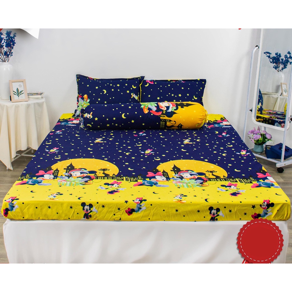 Bộ 4 món Chuột Sao Ra Giường và Vỏ Gối poly cotton siêu ngộ nghĩnh