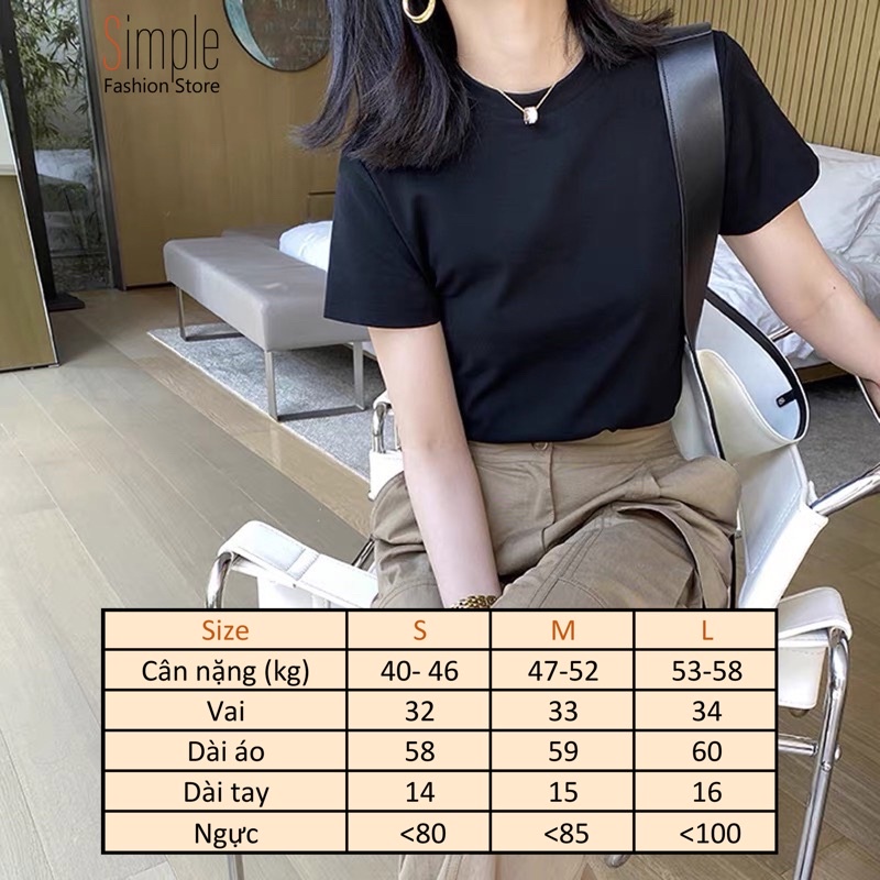 Áo thun trơn nữ cổ tròn cộc tay dáng vừa basic Simple  cao cấp, áo phông trơn nữ O UNi cotton đen trắng chất vải đẹp | BigBuy360 - bigbuy360.vn