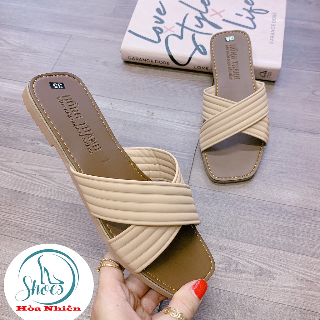 DÉP DA NỮ ĐẾ BẰNG QUAI CHÉO CÁCH ĐIỆU