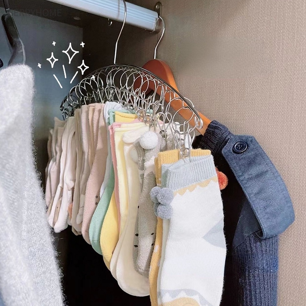 Móc Treo Phơi Quần Áo Thép Không Gỉ Dày Hình Vòng Cung Chống Gió Sock Tất Khăn Lót BerryHome～