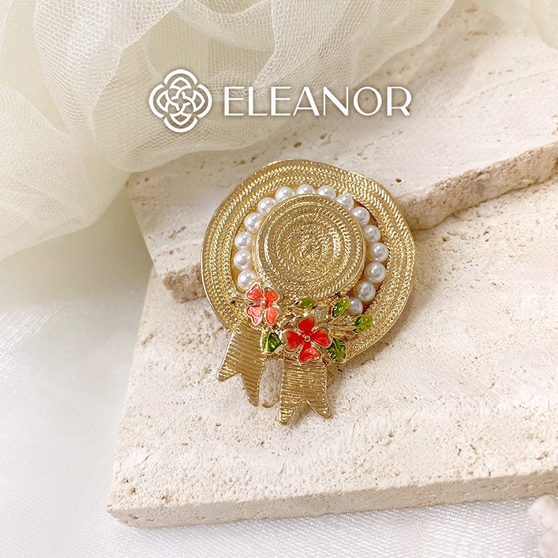 Ghim cài áo nữ Eleanor Accessories hình nón tai bèo ngọc trai nhân tạo phụ kiện trang sức dễ thương 5192