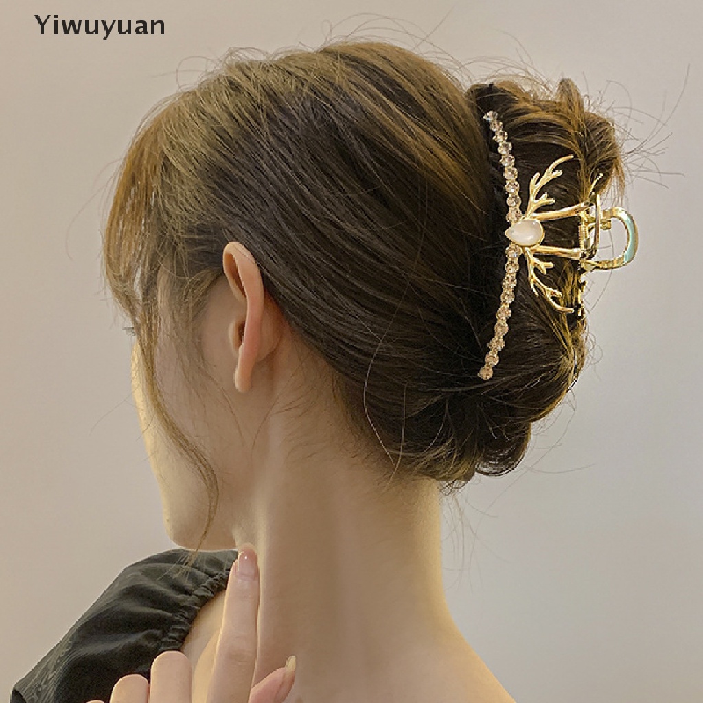 < Yiwuyuan > Kẹp Tóc Cá Mập Đính Đá Cỡ Lớn Thời Trang Mới Cho Nữ