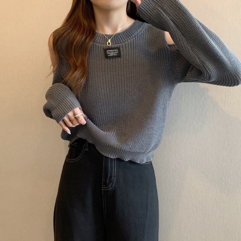 Áo Dệt Kim Cổ Thuyền Rộng Lệch Vai Mới