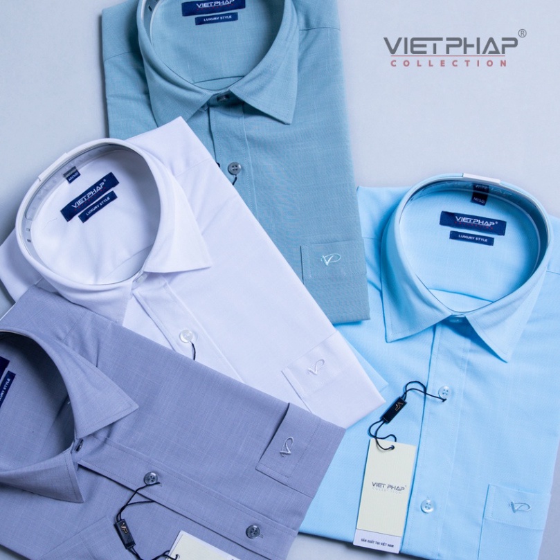 Áo sơ mi Bamboo ngắn tay nam VIỆT PHÁP / Form Luxury / Chất liệu Sợi Tre Cao Cấp thoáng mát 2202