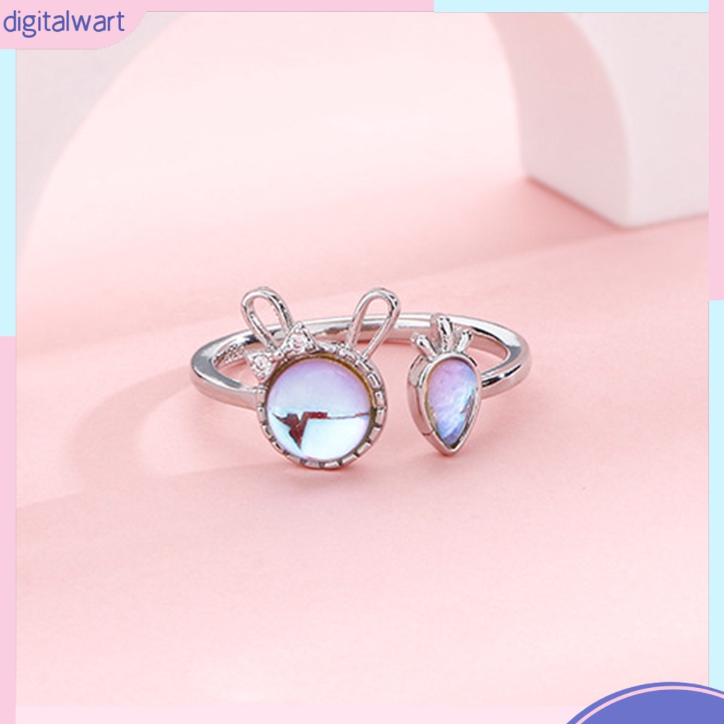 [DIWA] Nhẫn Dạng Hở Đính Đá Mặt Trăng Nhân Tạo Hình Thỏ Cà Rốt Có Thể Điều Chỉnh Trang Sức Dự Tiệc Cho Nữ