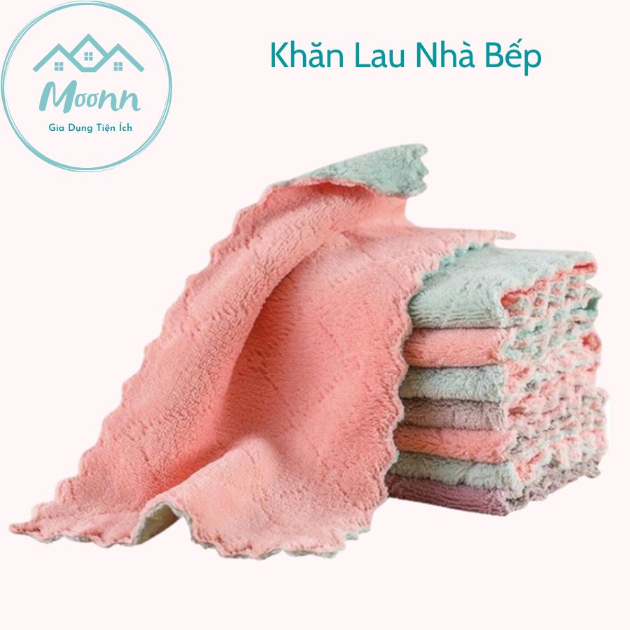 1 Chiếc Khăn Lau Tay, Lau Bếp 2 Mặt Đa Năng Siêu Mềm, Thấm Hút Nước Cực Tốt