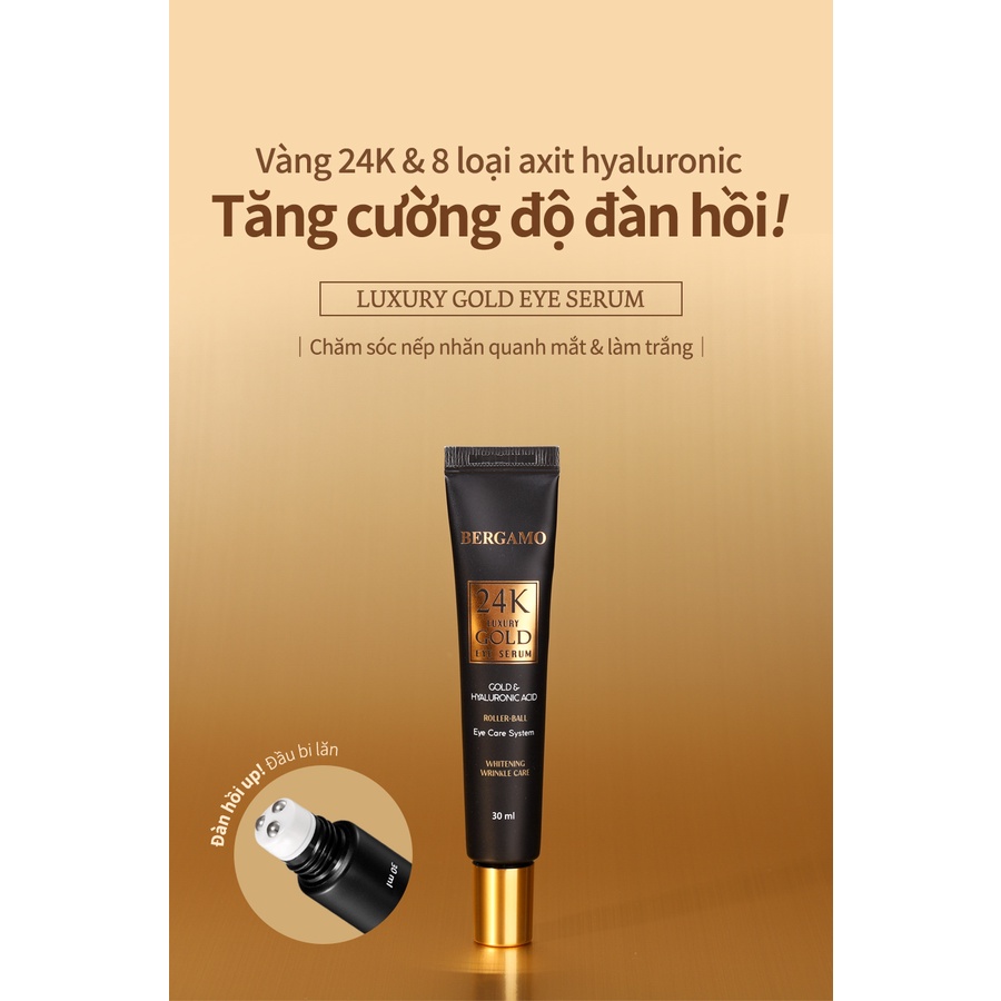 Serum dưỡng da mắt BERGAMO tinh chất vàng 24K dạng đầu lăn 30ml hiệu quả