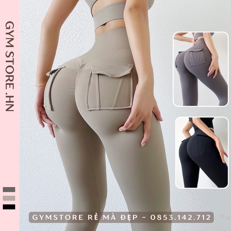 Quần Legging Tập Gym Nữ ❤️𝐇𝐀̀𝐍𝐆 𝐗𝐈̣𝐍❤️ Chun Mông Thun Poly Cạp Cao Gen Bụng Có Túi Thể Thao Nữ 936