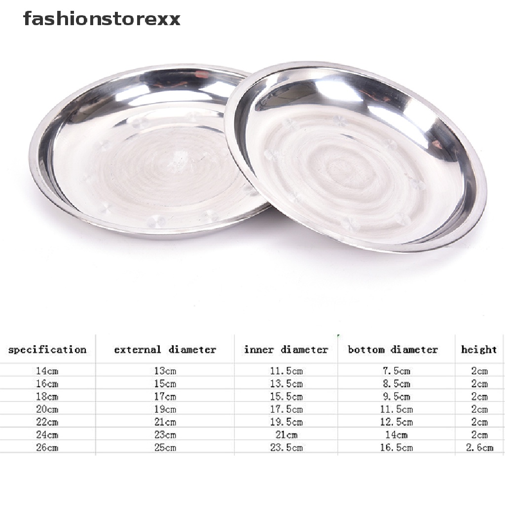 Đĩa ăn tối hình tròn bằng thép không gỉ đường kính 14-26cm cho cắm trại