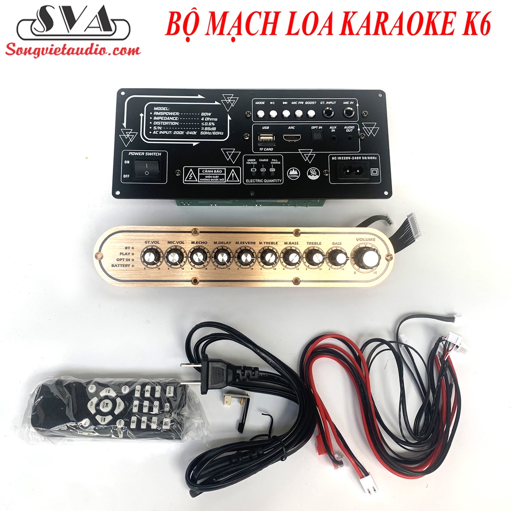 BỘ MẠCH LOA KÉO K6 CÓ REVERB - 60W