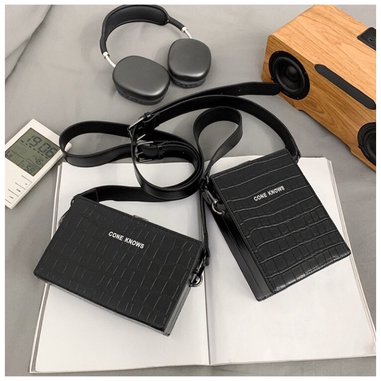 Túi đeo chéo Túi đeo vai Unisex da pu cao cấp dập vân cá sấu