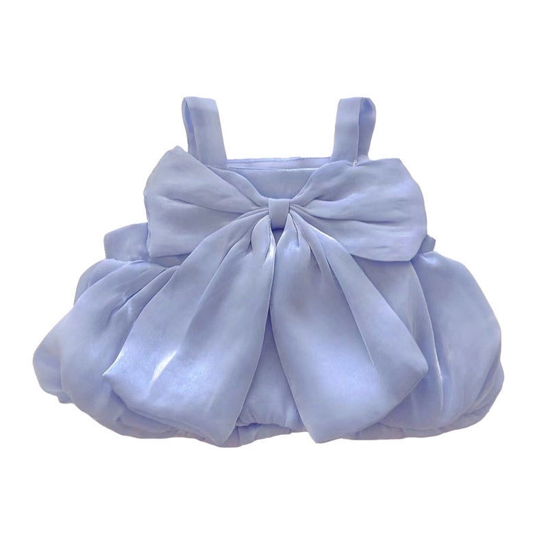 Áo Hai Dây Thắt Nơ Thời Trang Mùa Hè Hàn Quốc 2022 Cho Bé Gái