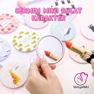 Image of Cermin Bulat Karakter | Random Kaca Cermin Make Up Mini | Souvenir | Travelling Motif Kartun Colorful