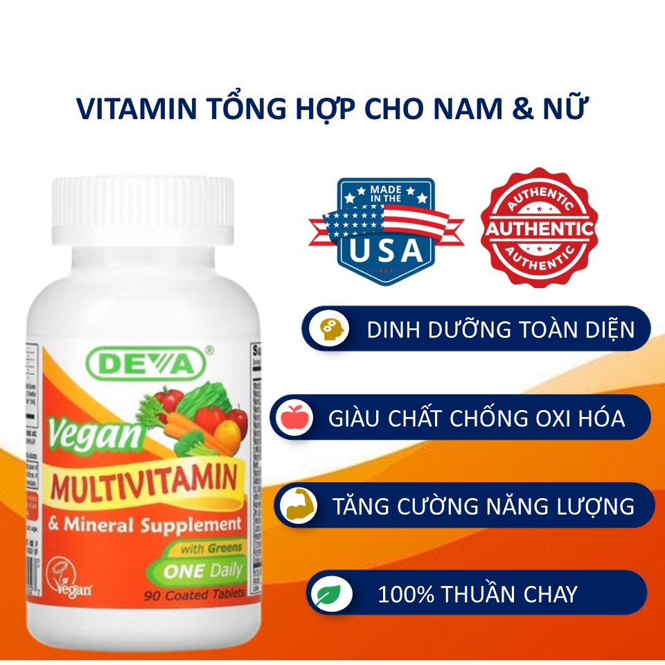 Deva Vegan multivitamin &amp; minerals- Viên Uống Tổng Hợp Vitamin và Khoáng Chất Thuần Chay